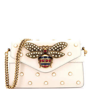 Gucci Broadway Pearly Bee Shoulder Bag #215035G13B